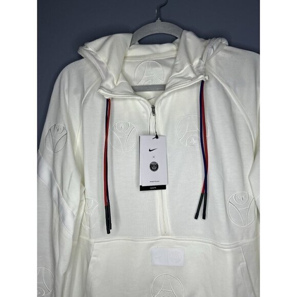 Nike x Paris Saint-Germain 1/2 Zip Men M Sail/White DX5690-133 PSG Hoodie Soccer - Picture 2 of 16